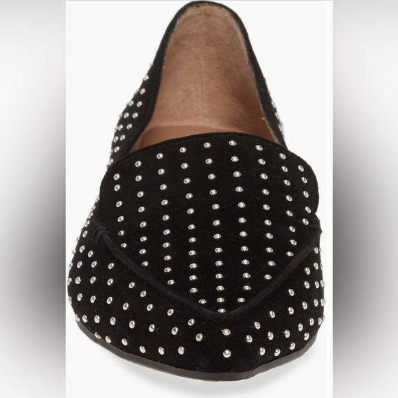 Nordstrom Steve Madden Feather Black Suede Silver Studded Loafers. EUC. Size 8. - Picture 5 of 11